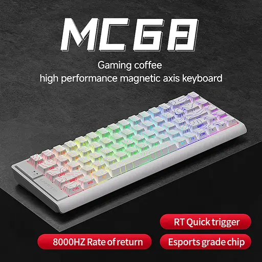 Игровая клавиатура LANGTU MC68 с магнитными переключателями (Hall), 68 клавиш, Белый - фото 2