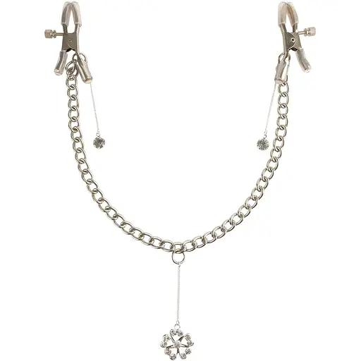 Затискачі для сосків з кулоном Pipedream Fetish Fantasy Crystal Nipple Clamps сріблястий