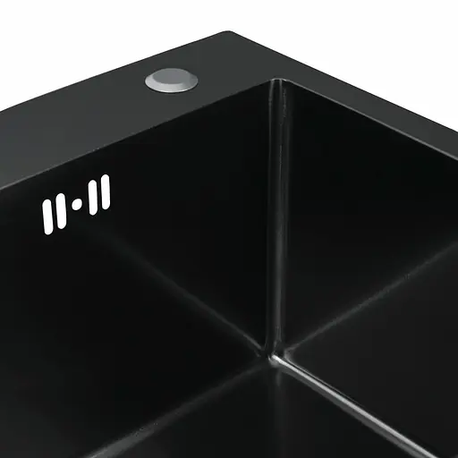 Кухонна мийка 45x45 Platinum Handmade PVD чорна (сифон крулий 3,0/0,8), Чорний - фото 3