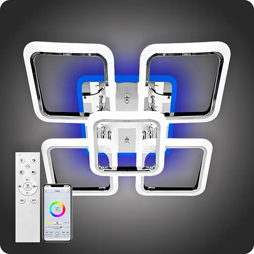 Люстра светодиодная 517 Light 3color с пультом 150Вт Хром (01546) - фото 2