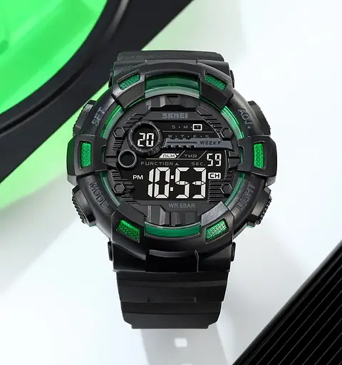 Часы мужские спортивные наручные Skmei 2110 (Черный с зеленым) - фото 3