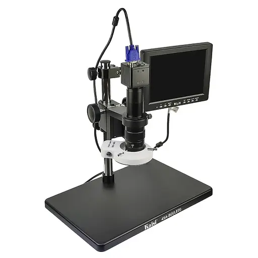 Цифровой микроскоп с монитором 8" и штативом Kaisi 45A-BD LED (подсветка 5V, фокус 95 мм, кратность увеличения 12X/77X) - фото 3