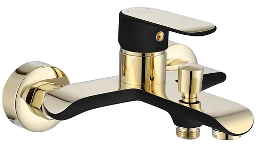 Смеситель для ванны Rea Bloom настенный с изливом black/gold REA-B9939 Черный - фото 2