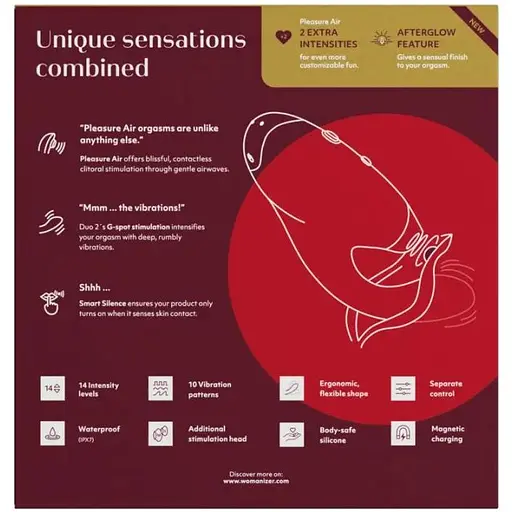 Подвійний стимулятор Womanizer Duo 2 - Bordeaux - фото 10