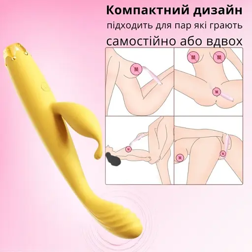 Вібратор-кролик 2 в 1 I'MCUM Royal Rabbit Жовтий (IM-ZDB207) - фото 3