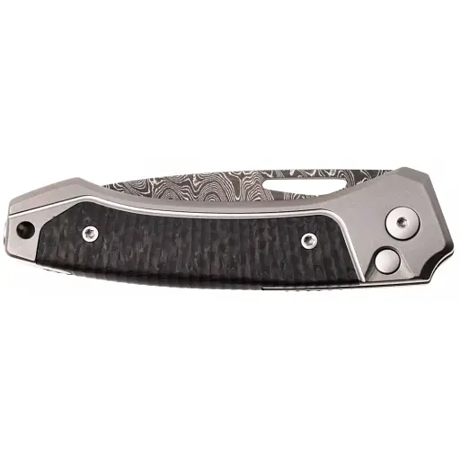 Ніж Lionsteel Twain Damascus Titanium Carbon Fiber Gray - фото 5