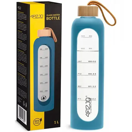 Пляшка для води 4FIZJO спортивна 1000 мл скляна Blue (P-5905973403894) - фото 1