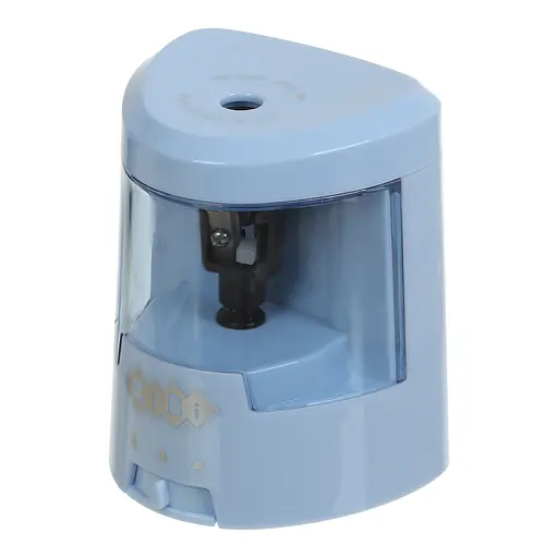 Точилка для карандашей, автоматическая, с контейнером, голубая