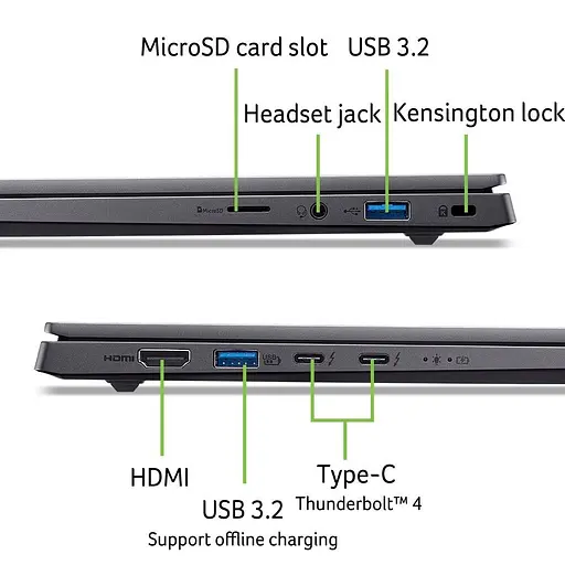 Ноутбук Acer Swift X 14 SFX14-73G 14.5" 2.8K OLED Intel U7-255H 32GB F1TB NVD5060-8 Win11 сірий - фото 2