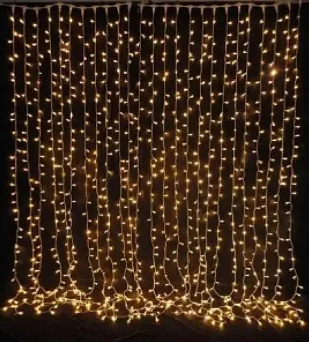 Гирлянда штора Водопад 720 led 3х3м (прозрачный провод, 15 нитей) Теплый белый - фото 7