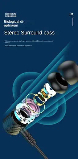 Беспроводные нашейные наушники WH001K, BT5.0, вакуумные, IPX5, 280mAh, 8h, black - фото 7