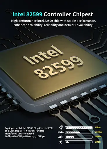 Сетевая карта 10 Гбит/с SFP PCI-e, контроллер Intel 82599 (X520-DA1), адаптер Ethernet NICGIGA 10 Гбит/с, порт 10Gbe SFP - фото 2
