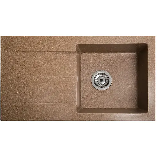 Гранітна кухонна мийка Romzha Quadro Teracota (701) з крилом - фото 1