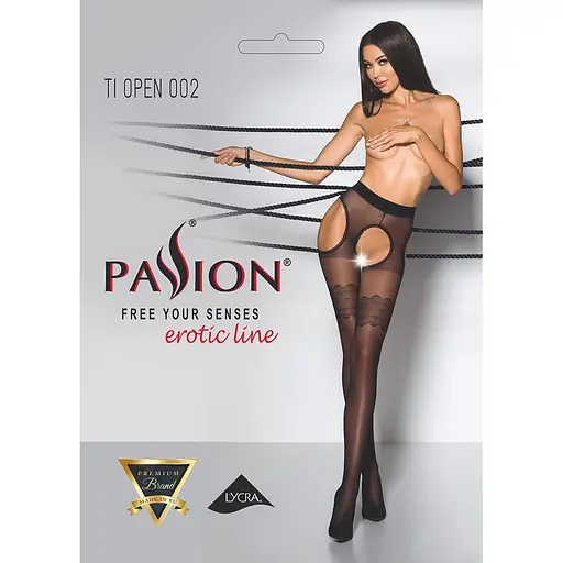 Эротические колготки Tiopen 002 nero (20 den) - Passion имитация чулок и пояса 1/2 - фото 5