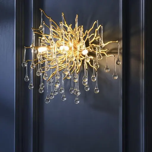 Настінний світильник в природніх мотивах в корпусі золото Арт. W 18/L60 GD Line F - фото 1