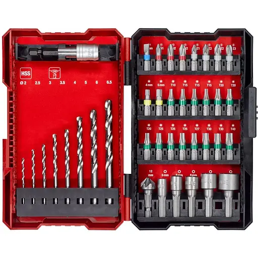 Набор бит и сверл по металлу HSS Einhell L-Box KWB 39 шт. (108911)