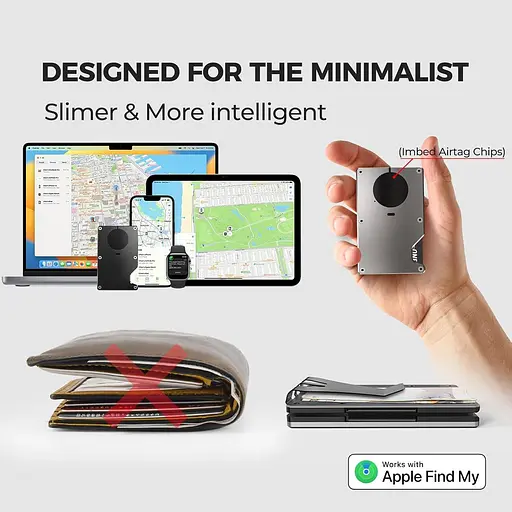 Повітряний гаманець, вбудований тонкий гаманець-трекер, із затискачем для грошей, сумісний з мережею FindMy - фото 6