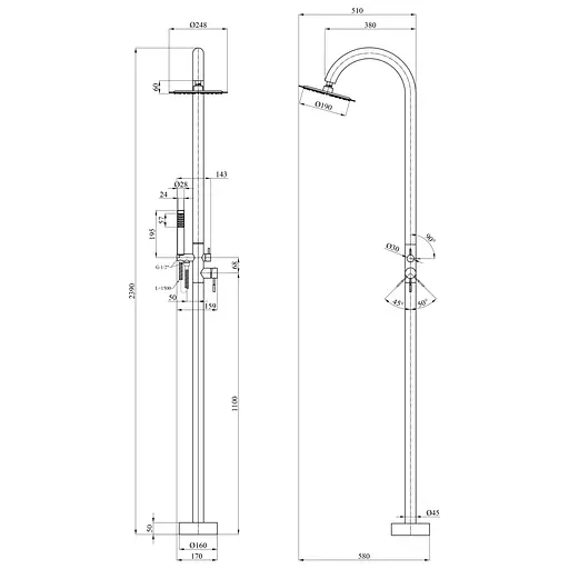 Душевая колонна уличная Kroner Edelstahl Klassisch - ESG081 (CV036396) - фото 13