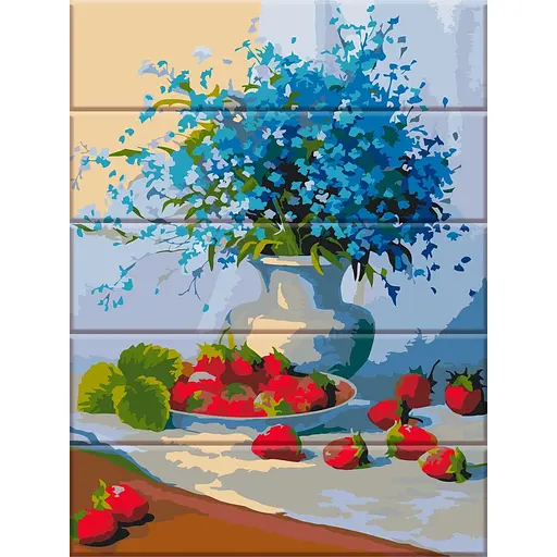Картина по номерам на дереве Квіти та суниця ArtStory 30х40 см різнокольорова 000169623