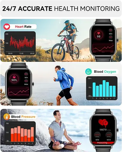 Розумний годинник (відповісти/скликати), 2024 Найновіший 1,85" Розумний годинник для чоловіків і жінок IP67 Водонепроникний - фото 4