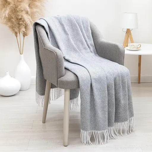 Плед бавовняний Vladi Валенсія Паркет 140х200 біло-сірий - фото 1