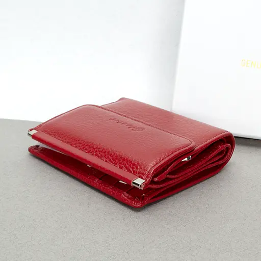 Жіночий шкіряний гаманець Classic 8848A-1 маленький червоний - фото 4