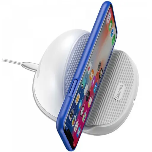 Бездротовий зарядний пристрій Baseus Silicone Horizontal Desktop Wireless Charger White - фото 2