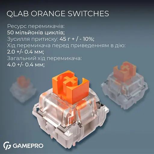 Клавіатура GamePro Asgard Valhalla 75% Exploded QLAB Orange Switches (MK160W Pro) - фото 7