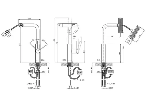 Змішувач для кухні з висувним виливом Kroner KRP Edelstahl Klassisch - SCH03918 (CV032500) - фото 10