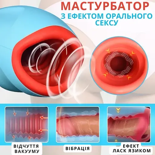 Мастурбатор I'MCUM Oral Pleasure Имитатор орального секса Синий (FJB229) - фото 4