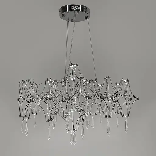 Дизайнерська невагома срібна люстра із кришталем Ø 70 см | Арт. MJ 203-730 CH | Line F - фото 4
