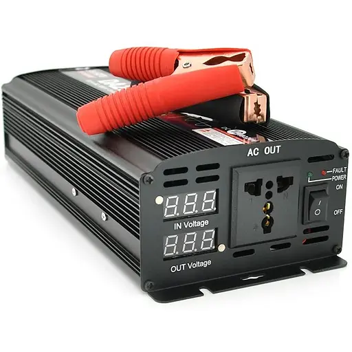 Інвертор напруги Voltronic ST2500CP (DC:1250W), 12/220V з апроксимованою синусоїдою, 1 універсальна розетка, крокодили, BOX
