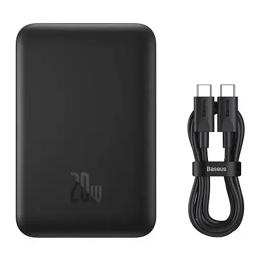 Магнітний портативний павербанк Baseus Magnetic 20 W 10000 mAh з бездротовою зарядкою для iPhone чорний - фото 3
