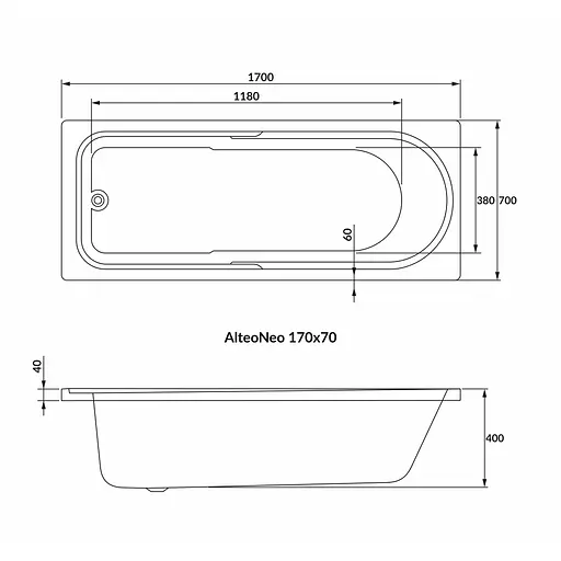 Ванна акриловая Volle Altea Neo 170x70 1228.001770 Белый - фото 2