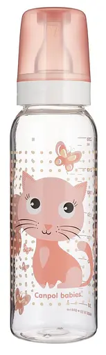 Бутылка с узким отверстием 250 мл с рисунком "BPA FREE" коллекция "Веселые зверьки" Розовая - фото 1