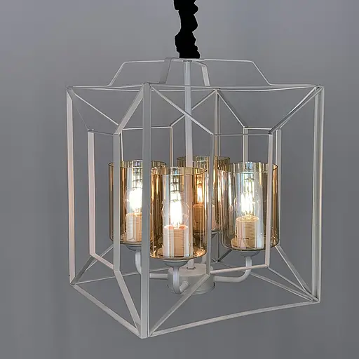 Люстра Лофт у білому корпусі форми куба Line.F 11895/4 WH - фото 2