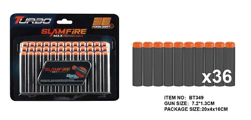 Набор мягких патронов ВТ349 Turbo Slamfire Maх 36 шт., на блистере (6959223464349) - фото 1