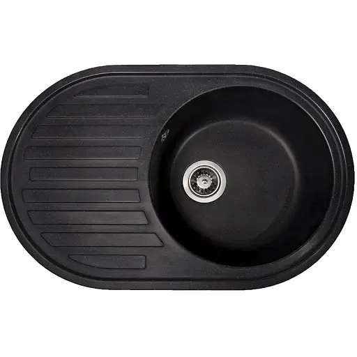 Гранітна кухонна мийка Romzha Elegancia 77 Antracit (901) з крилом - фото 1