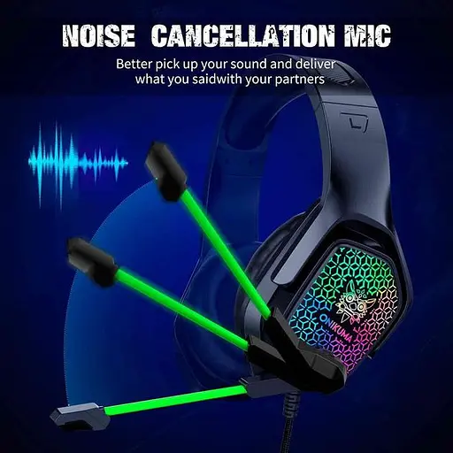 Дротова ігрова гарнітура Onikuma Gaming with RGB LED X3, USB, 3.5mm, 2.2m, black - фото 6