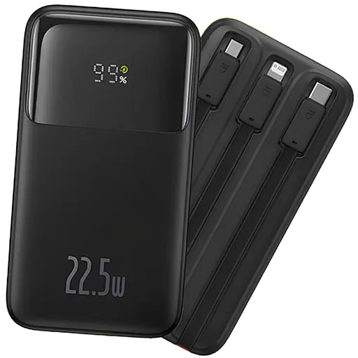 Зовнішній акумулятор Baseus Power Bank Comet Series Triple-Cable 20000mAh 22.5W (PPMD2-20) Black - фото 2