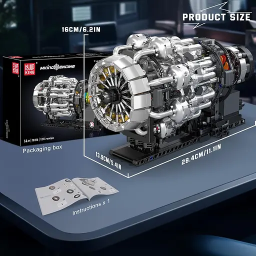 Конструктор двигун Mould King авіаційний турбореактивний Turbojet Engine Mechanical  моторозований дитячий мотор 1247 деталей - фото 3