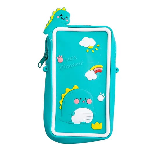 Сумочка-футляр для телефону Luck Dinosaur силіконова на блискавці 17х10х3 см бірюзовий  55-20GR - фото 1