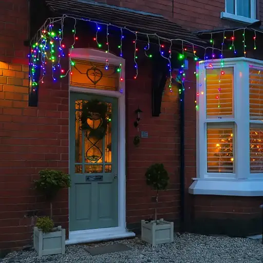 Вулична гірлянда Бахрома GarlandoPro 12 м 200 LED білий дріт Мультиколор 12MWML - фото 5