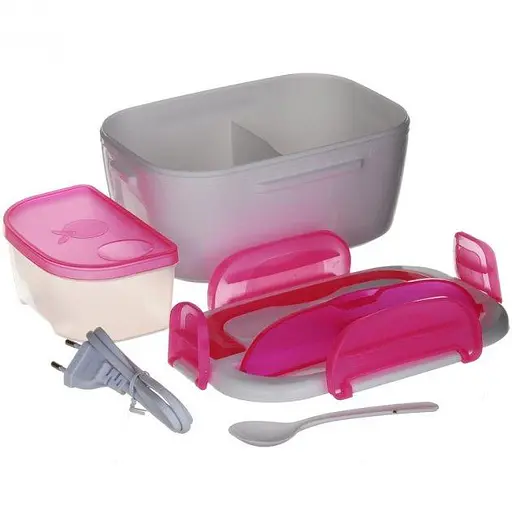 Электрический ланч-бокс контейнер Electronic Lunchbox YS 001 40 W с подогревом термос для еды розовый - фото 3