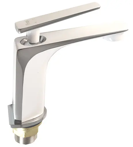 Смеситель для умывальника литой гусак латунный корпус гайка Ø25 белый/хром Frap 1/10 F1058(H58) Белый - фото 1