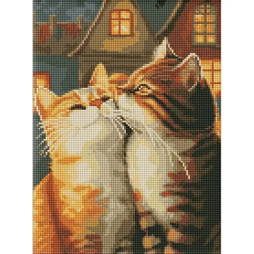 Алмазная мозаика Влюбленные котики AMO8173, 30x40 см