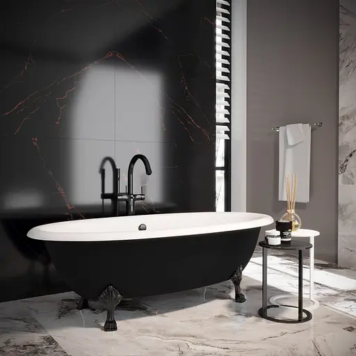 Ванна окремостояча матова Amdcon Olmpa 180x90 чорна з литого каменю чорні ніжки OLMPA_180_nzhk-bl_BLACK_MAT Чорний матовий - фото 2