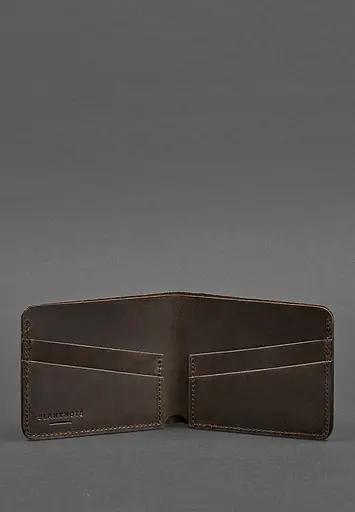 Чоловіче шкіряне портмоне 4.1 (4 кишені) темно-коричневе - фото 5