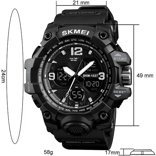 Чоловічий спортивний годинник Skmei 1327 Hamlet (Чорний) - фото 4