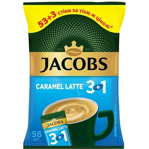 Набор кофейного напитка Jacobs 3 в 1 Caramel Latte 672 г (56 шт. х 12 г) - фото 2
